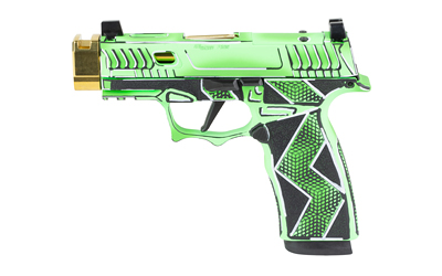 SCT300-252-0409-14_1jpg | ATFirearms Bright green toy blaster pistol with a black grip and gold muzzle tip.