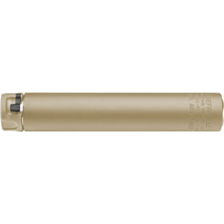 Gold-colored cylindrical metal device with a small black switch at one end and engraved markings along the body.
