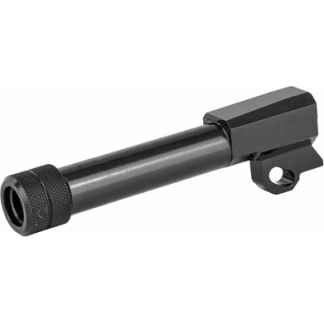 Long black cylindrical rifle accessory with knurled end and a clamp mounting bracket at the base.