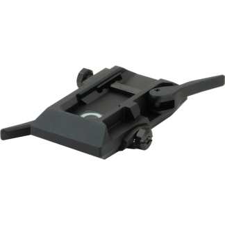 Tripod quick-release plate in black with adjustment knobs for mounting a camera or accessory