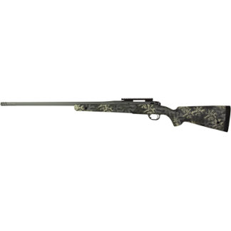 Camouflage-pattern long bolt-action rifle with a long barrel and a factory-style wooden/synthetic stock.