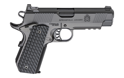 SPPC9124LR-CC_2jpg | ATFirearms Side view of a modern black semi-automatic pistol with a textured grip, shown in profile on a white background.