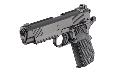 SPPC9124LR-CC_3jpg | ATFirearms Compact semi-automatic pistol with a textured grip and accessory rail, shown at an angled side view in black finish.