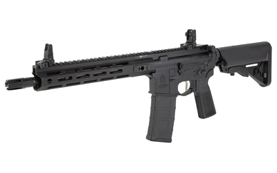 SPSTV9115556B-V2-B5_3jpg | ATFirearms Black semi-automatic rifle with a long handguard, front sight, and adjustable stock (AR-style).