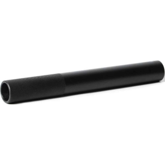 Long black cylindrical object with a knurled textured grip in the middle.