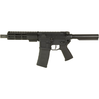 Black AR-style semi-automatic rifle with a quad-rail handguard, 30-round magazine, and muzzle device.