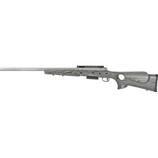 Bolt-action sniper rifle with a wooden stock and long metal barrel shown in profile facing left.