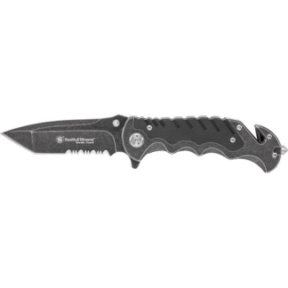 S&W KNIFE BORDER GUARD 3.5" - BLADE W/STRAP CUTTER/GLS BREKR