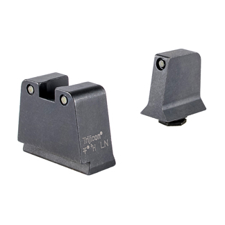 Pair of iron firearm sights (rear and front) isolated on white, used for aiming