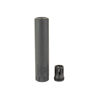 Tall gray cylindrical device with a removable cap placed beside it.