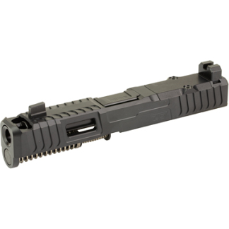 Long black modular firearm accessory with Picatinny rails and a small USB port, used to attach accessories.