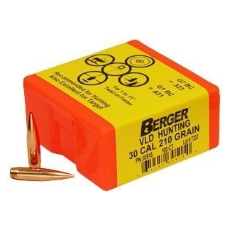 Berger Match Grade Hunting Bullets .30 cal .308" 210 gr VLD Hunter 100/ct