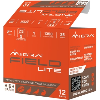 Migra Field Lite Stacked Shotshells 12ga 2-3/4" 1oz 1300 fps #7.5 & #9 25/ct