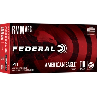 Federal American Eagle Rifle Ammunition 6mm Arc 110gr TMJ 2550 fps 20/ct