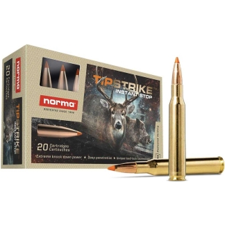 Norma TipStrike Rifle Ammunition .243 Win 76gr PT 3445 fps 20/ct