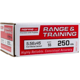 Norma Range & Training Rifle Ammunition 5.56mm 55gr FMJ 3250 fps 250/ct