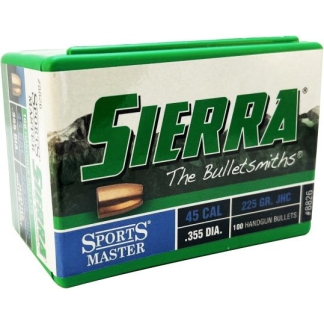 Sierra Pistol Bullets 45 CAL 225 GR JHC 100/ct