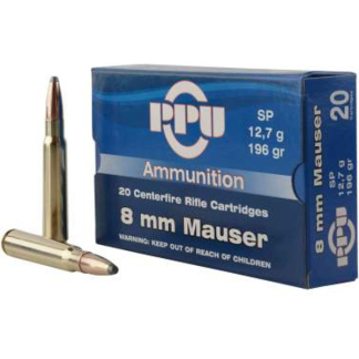 PPU 8MM MAUSER 196GR SP 20RD BOX 10 BOXES PER CASE