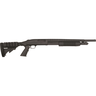 Black semi-automatic rifle with adjustable stock and pistol grip, isolated on white background, showing front sight and fore-end rail system