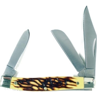 RUKO FOLDER 3.5" SIMULATED - DEER HORN HANDLE CLAMSHELL