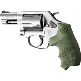 Hogue Overmolded Rubber Bantam Grip Closed Backstrap S&W Round Butt J-Frame Revolvers OD Green