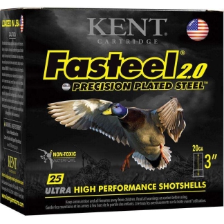 Kent Fasteel + Precision Plated Steel Waterfowl Shotshells 20ga 3" 1oz 1350 fps #4 & #6 25/ct