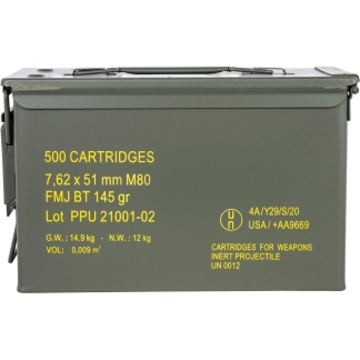 PPU Rangemaster Rifle Ammunition 7.62X51 NATO 145 gr FMJBT 2835 fps 500/ct
