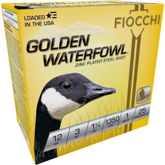 Fiocchi Golden Waterfowl Shotshells 12ga 3" 1-1/4oz 1350 fps  #1 25/ct