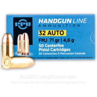 PPU 32 AUTO 71GR FMJ 50RD BOX 20 BOXES PER CASE