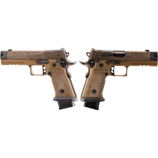 SIG SAUER P211 COMBAT COYOTE TOPO 9MM PISTOL 4.4" MACH3D COMP, G10 GRIP, 1-23RD 2-21RD MAGS